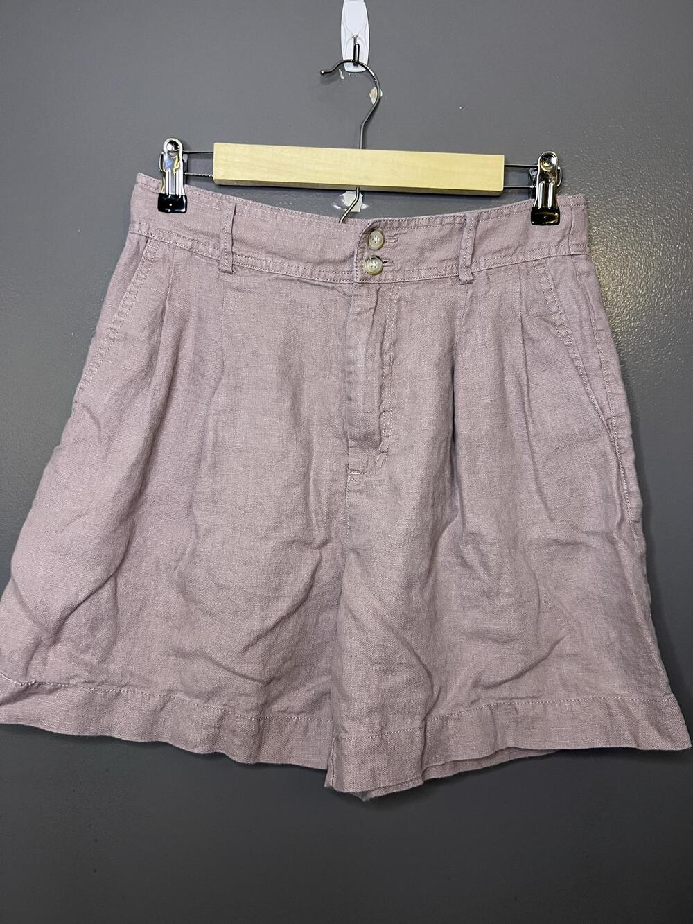 Madewell Shorts Womens 8 Pink Linen Pleated Chino High Rise Pockets Casual